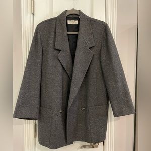 Linda Allard for Ellen Tracy Oversized Blazer Jacket Coat Gray 8P Vintage